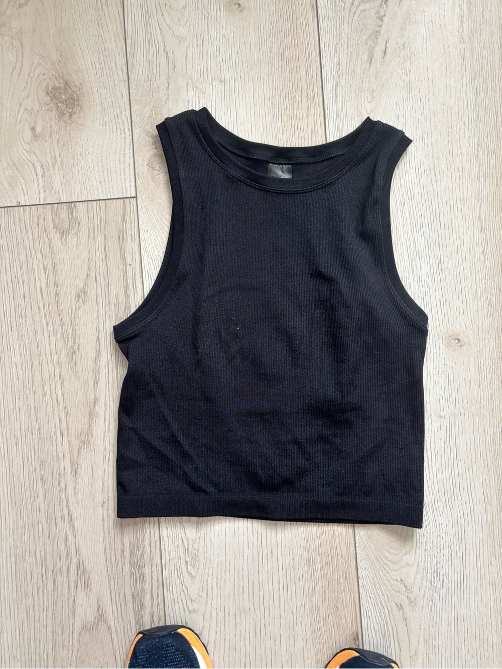 Express Black Ribbed Cropped Tank Top